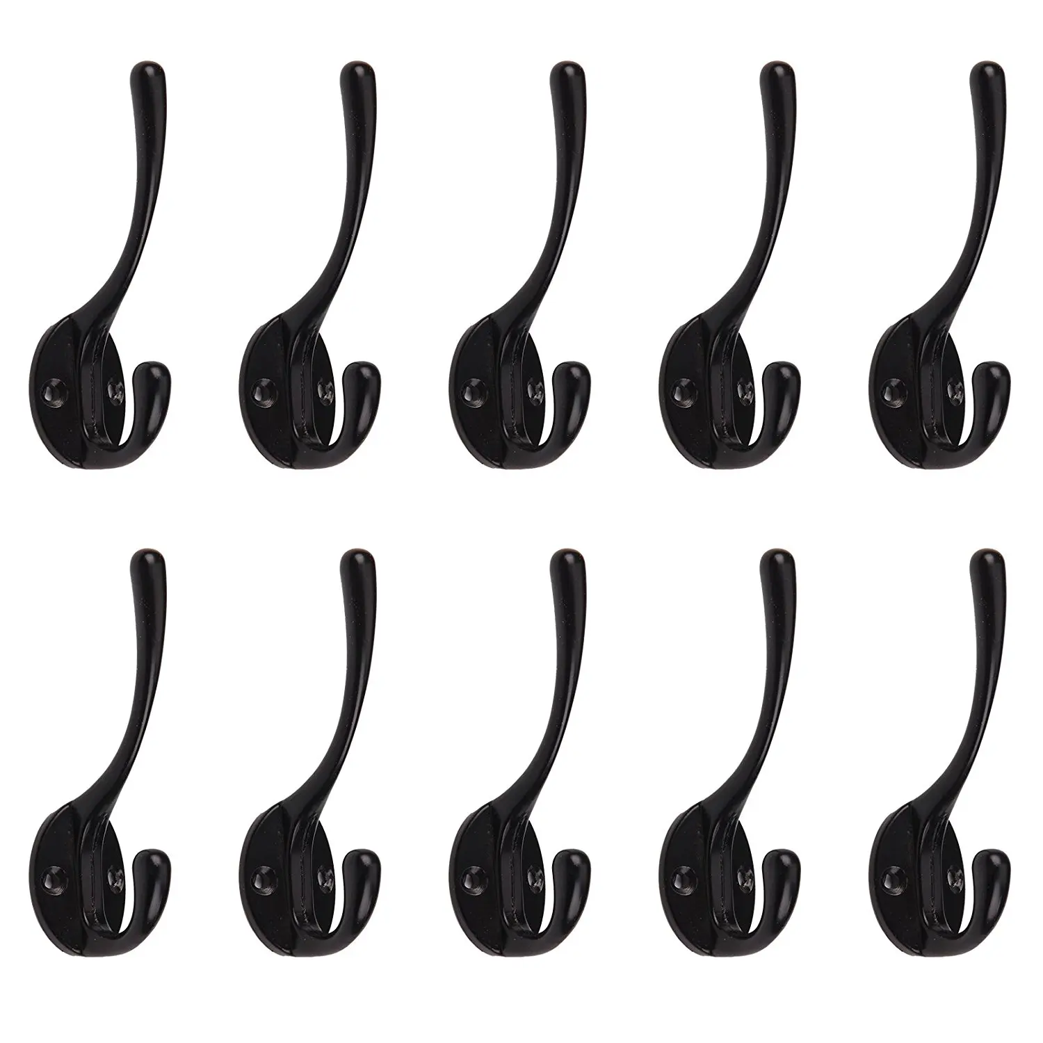 10 pcs black Zinc alloy Double Coat Hook Classic Antique Industrial