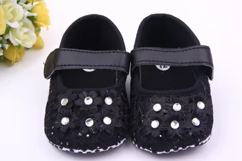 

3Colors Toddler Newborn Girl Gauze Flowers with diamond Strappy Baby Shoes Kid Crib Shoes First Walker free shipping