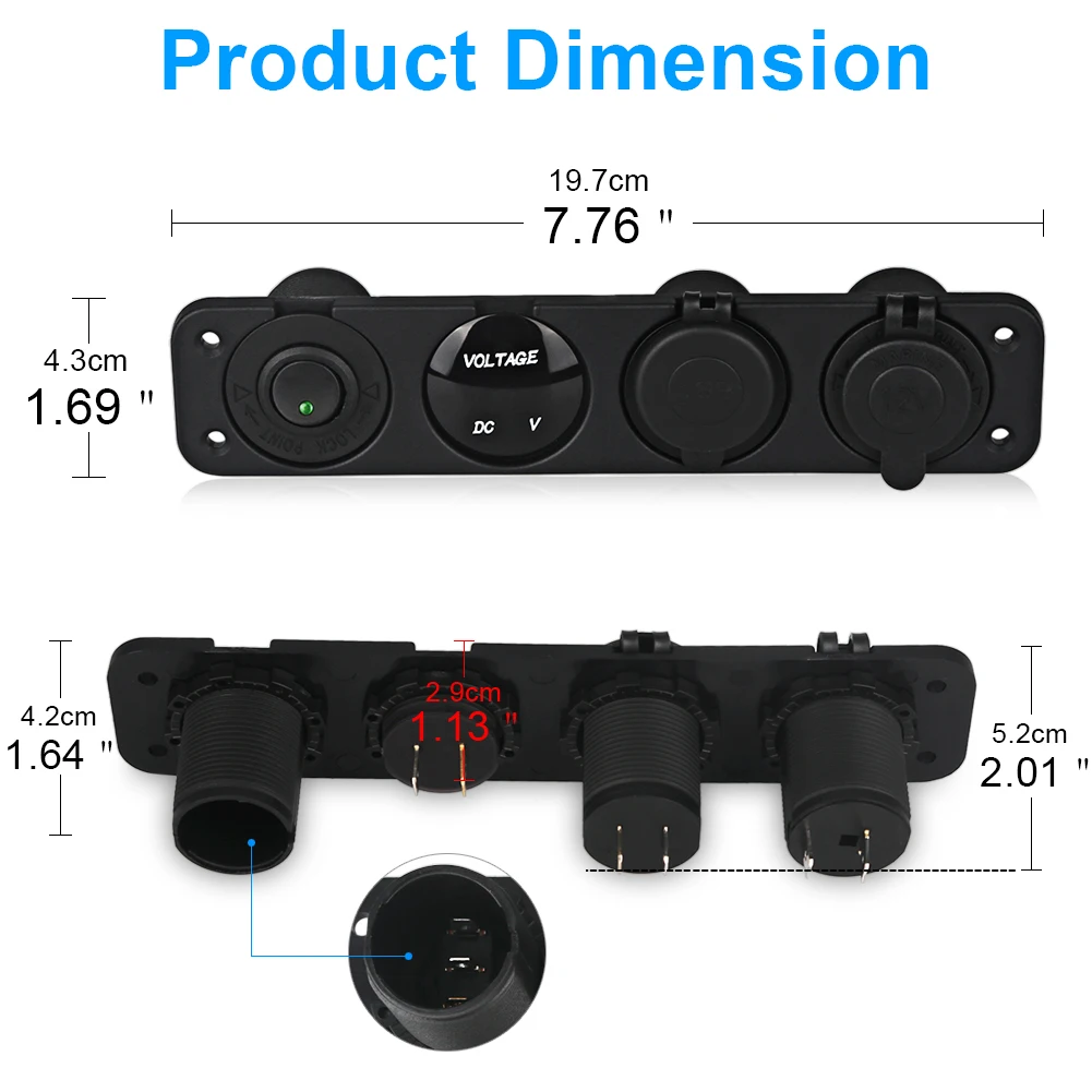 4 отверстия панель Переключатель база двойной USB Автомобильное зарядное устройство Вольтметр метр прикуриватель переключатель автомобильный Грузовик Лодка аксессуар 12-24 В
