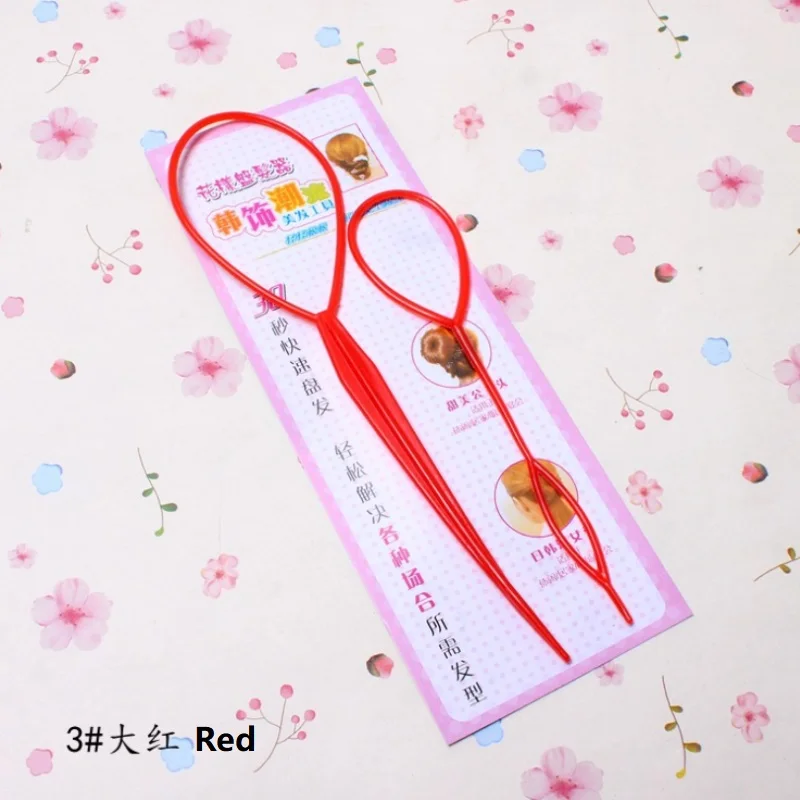 2PCS/Set Hair Styling Braid Maker Tools Hair Accessories Style Design Pin Disk For Women Girls Kids DIY Pull Pin Nice Hair Style - Цвет: Red