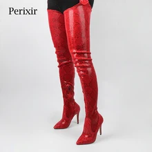 Perixir; сезон весна-осень; Новинка; Фетиш-обувь; женские ботинки с очень высокой талией; пикантные высокие сапоги до бедра на тонком высоком каблуке в стиле Рианны