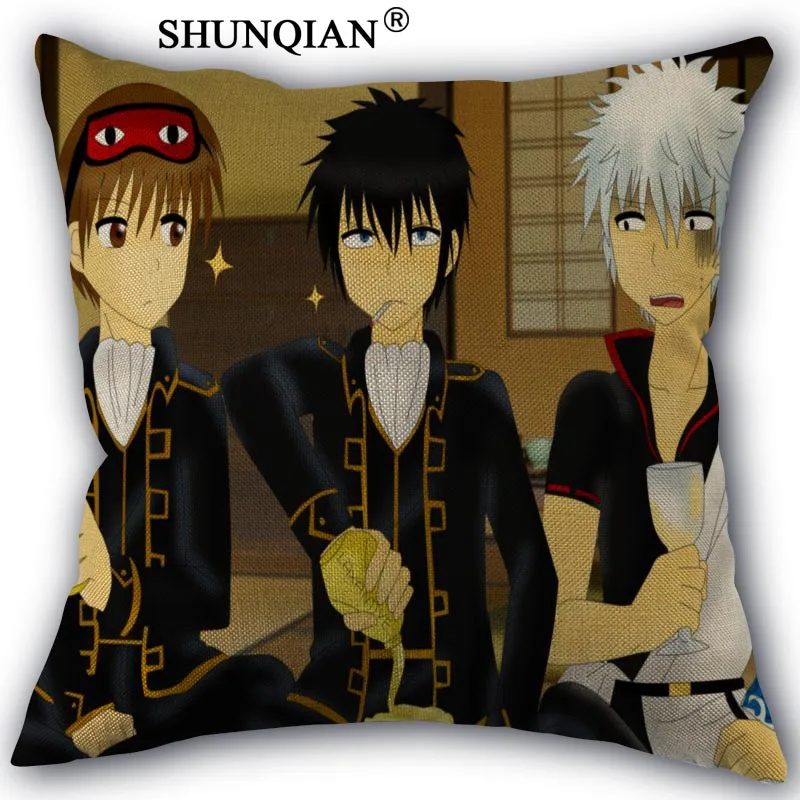 

Custom Gintama pillowcase Custom Cotton Linen Throw Pillow Cover Pillowcase Customize 45x45cm one side