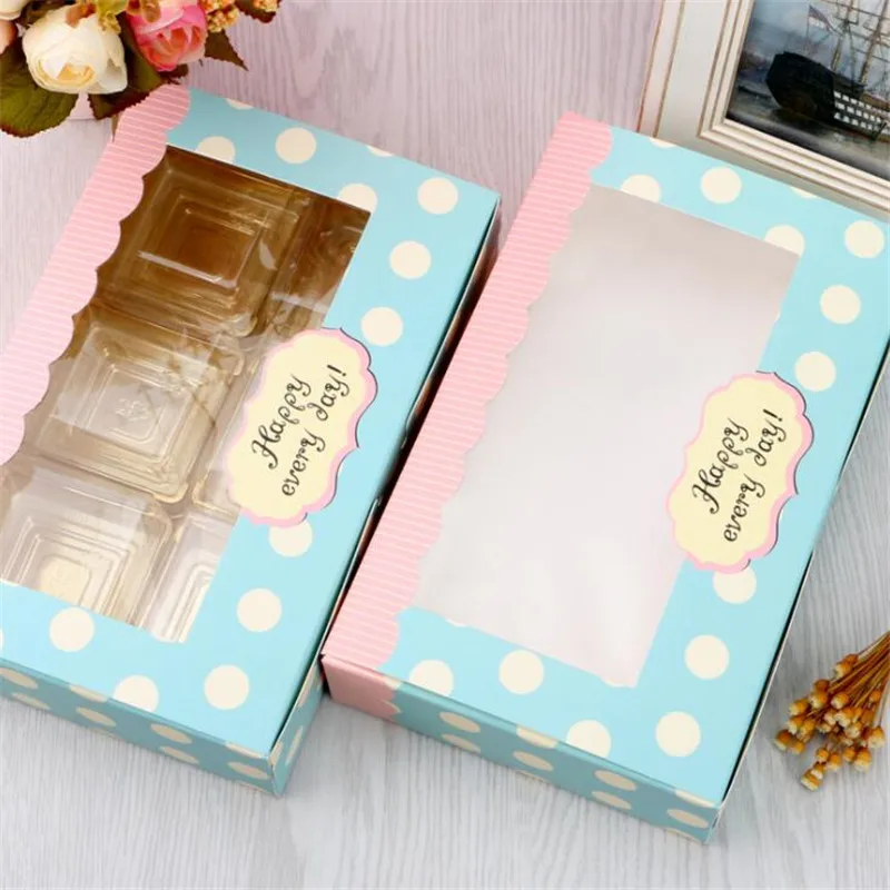 

AAA Great 10Pcs/Lot Gift Boxes Handmade Packing Box Cake Kraft Paper Candy Storage Paper Boxes Dots Window Food Birthday Wedding