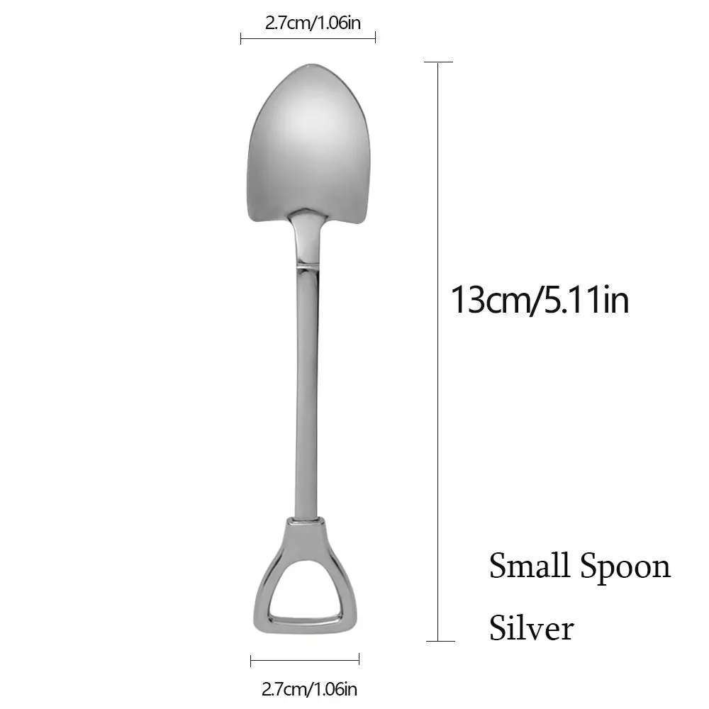 1 шт., полезная лопата из нержавеющей стали, ложка, вилка, длинная ручка, для кофе, мороженого, супа, кухонные аксессуары, инструмент для домашней посуды - Цвет: Small Spoon silver