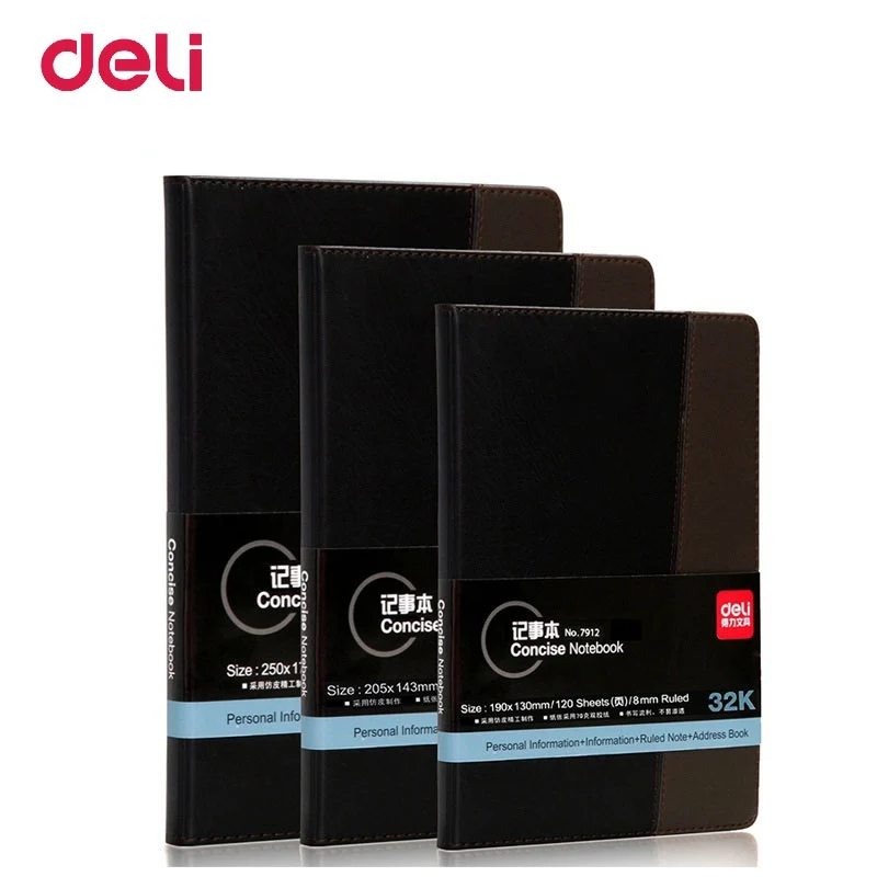 

Deli Office Notebook Business Leather 18K 25K 32K 120 Sheets Fashion Simple Book Travel Journal Notebook Sketchbook