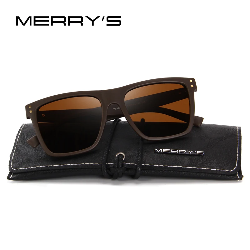 MERRYS Дизайнерские мужские/женские поляризационные квадратные солнцезащитные очки УФ-защита S8206 - Цвет линз: C04 Brown