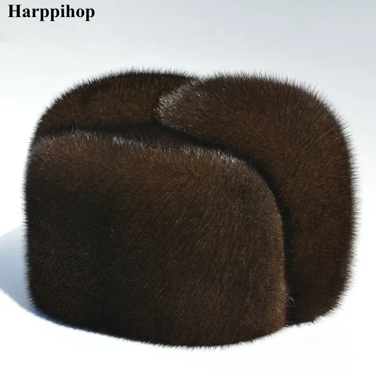 Autumn and winter mink fur casual the elderly mink hat fur hat lei feng hat for man mad bomber trapper hat Bomber Hats