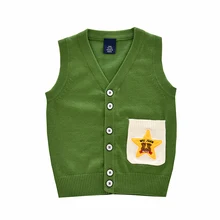 Children Vest New Autumn Cotton Casual Kids Vest Children Warm Sweater Clothes Pockets V-Neck Toddler Boys Girls Vest for 2T-7T
