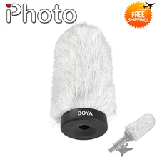 BY-P160 Pele Muff Pára Brisas Peludo para Shotgun Microfone Condensador Entrevista Mic Vento Escudo de Proteção Ao Ar Livre de Espuma