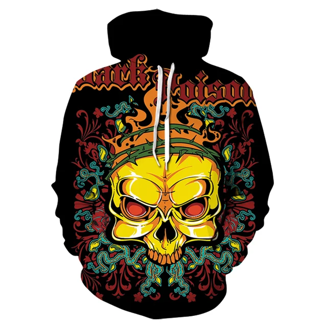 Buy Yellow Skull Hoodies Men 3D Hoody Male Sweatshirts