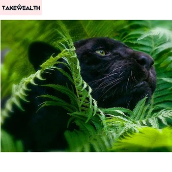 

Diy diamond painting embroidery Handmade needlework rhinestone Jungle Panther diamond cross stitch decoration mosaic fc082