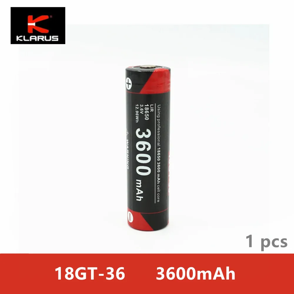 1 шт. Klarus LiR 18650 18GT 36 3600 мАч литий ионная аккумуляторная батарея 3 6 В 12.96Wh Защитная