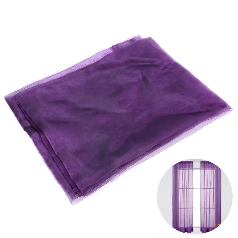 

Solid Color Transparent Tulle Window Sheer Window Screen Voile Curtains for Wedding Bedroom 100x200cm (Dark Purple)
