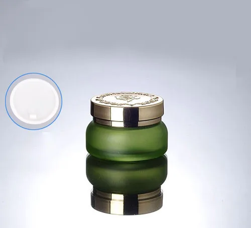 Новый 50 г зеленого стекла крем банку с золотой крышкой косметический контейнер крем банку косметические банку косметическая упаковка