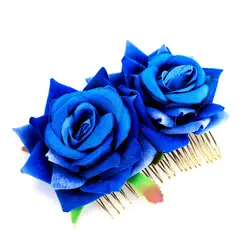Модные свадебные фланелевые двойной цветок розы расческа для волос Цветочная клипса Шпилька Свадебные аксессуары для волос