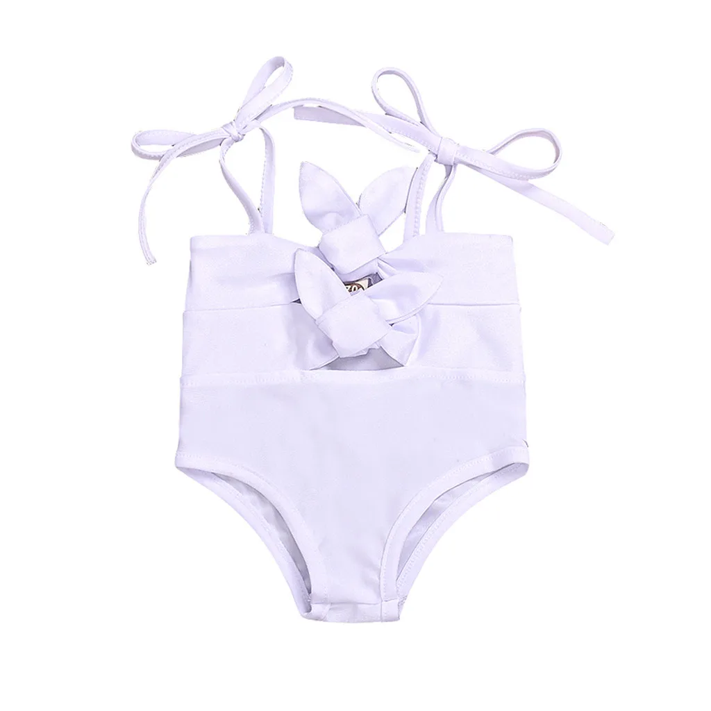 

swimwear girls kids Polyester One Piece Swimsuits Bathing Suit Bikini Beach Knotted Tankini Swimwears Romper Clothes L0517