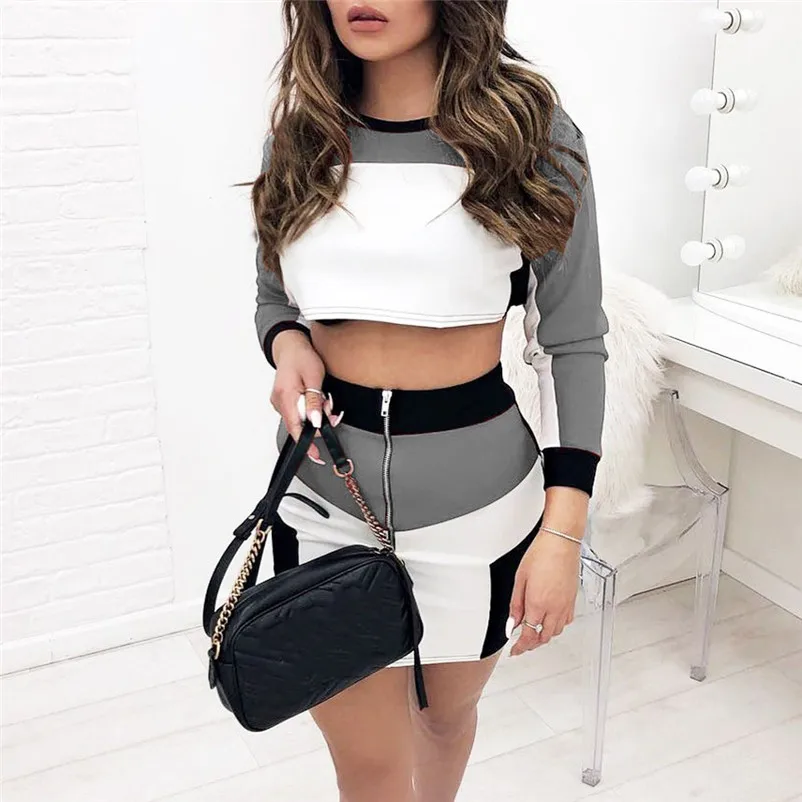 2Pcs Women Tracksuit Sweatshirt Skirt Sets Sport Long Sleeve Wear durable enought for your daily wearing Casual Suit Gift 3D05 (6)