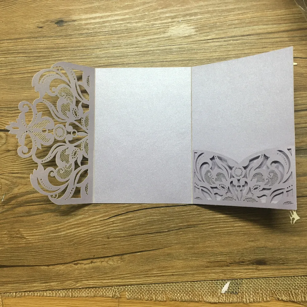us 64 0 hot sell rectangle tri fold wedding invitation card with matching laser cut pocket design with rsvp and thank you card in cards tri fold wedding invitation