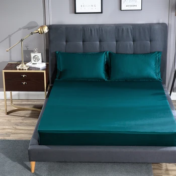 

1/2pc egyptian cotton Fitted Sheet Mattress Cover dark green Bedding Linens Bed Sheets With Elastic Band 1.2m/1.35m/1.5m/2.0m
