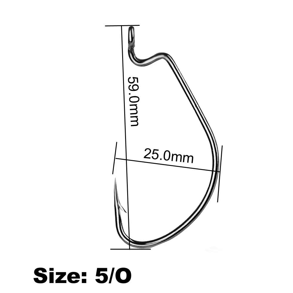 

20pcs/lot Wide Gap Worm Hook Jig Fishing Crank Hook Bass Hook for soft bait Black Fishhook Size 6#-5/0