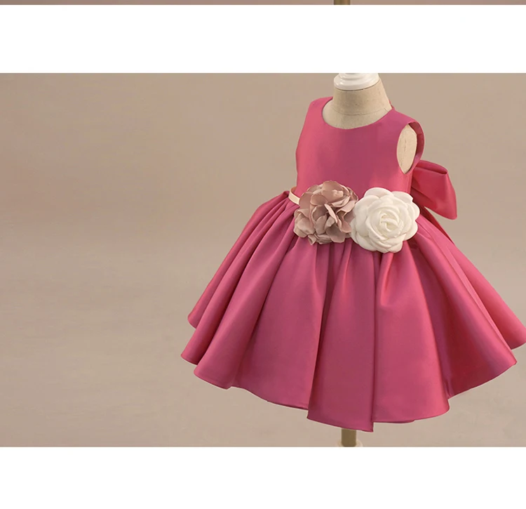 Милое Платье для малышей для девочек 1 год на день рождения Bebes Цветочный Большой бант платье принцессы для новорожденных крестильное платье для девочек вечерние Vestido