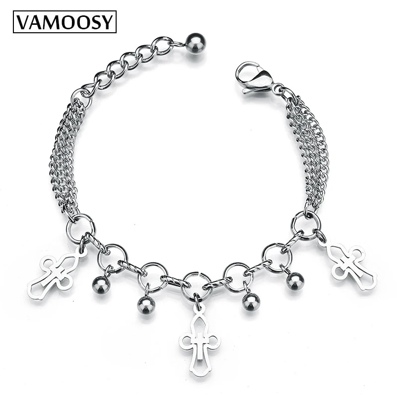 

Pulseras Mujer Moda 2018 Charm Bracelet Cross Chain Bracelet Fashion Jewelry Pulseras Mujer Stainless Steel Bracelets for Women