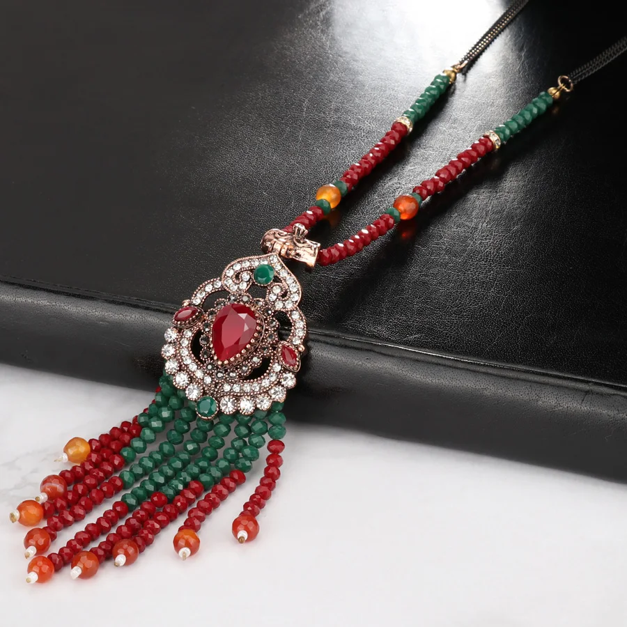 Kinel Bohemia длинное ожерелье для женщин с каменными подвесными кисточками ожерелье винтажное ювелирное Новинка года