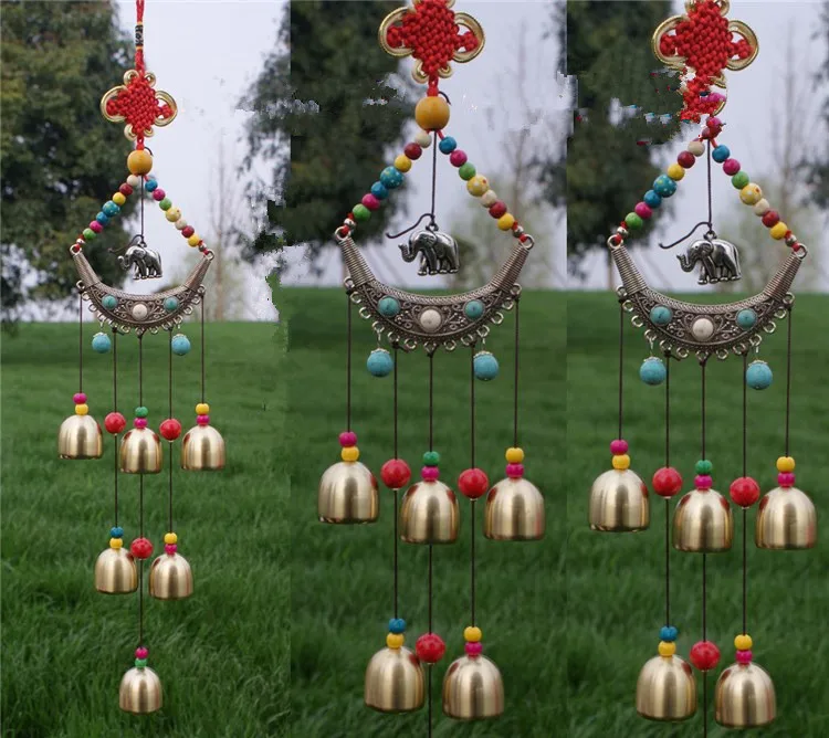 Antique Creative Wall Hanging National Wind 6 Copper Bells Wind Chime