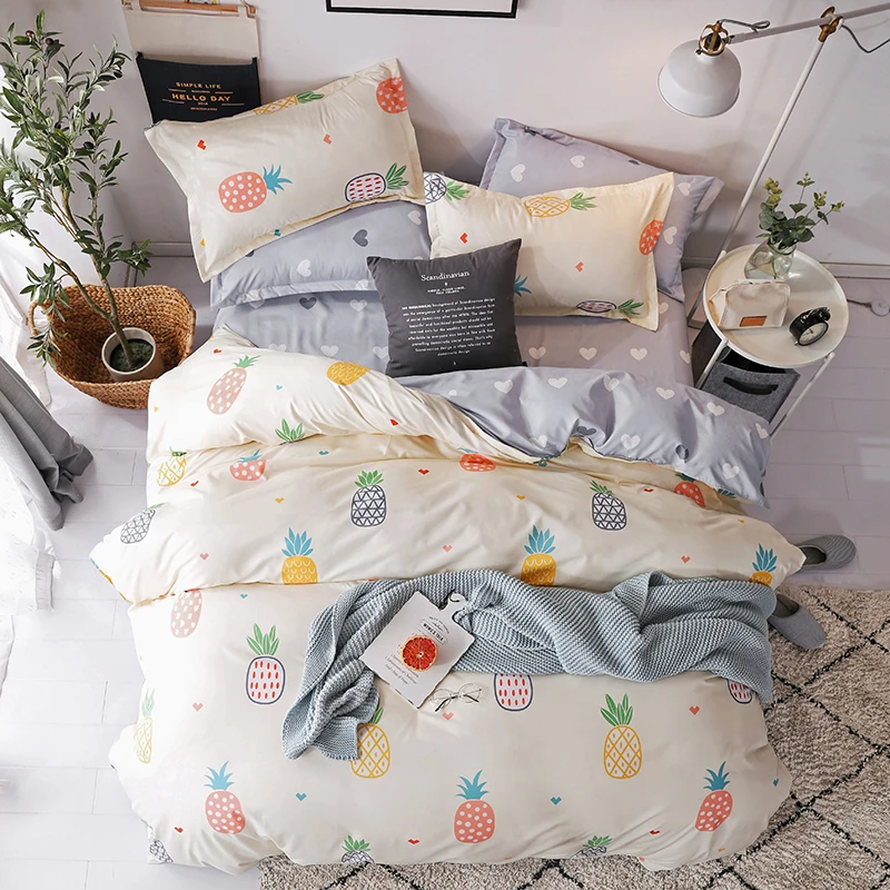 Pink Double Bed Winter Thickening Letter Dream Duvet Cover+ Bed Flat Sheet+ Pillow Case Twin Full Queen King size - Цвет: ZN19