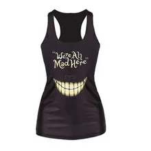 Топ сексуальная черная футболка джокер жилет с цифровой печатью Toothy Smile культивировать мораль жилет граффити женский жилет Модный