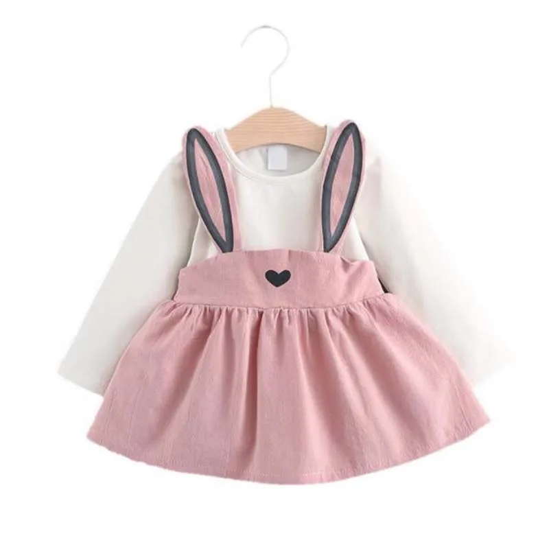 

JXYSY Girls Dress Kids Clothes Lovely rabbit ears dress love heart Dress 2Pcs for Clothing Sets Children long sleeve Dress
