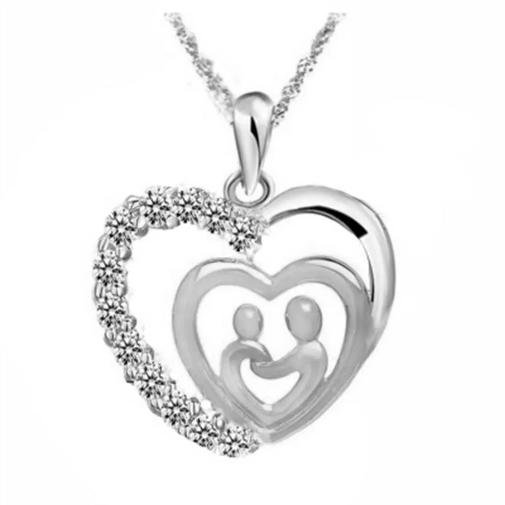 2018 New Arrival Heart Necklace Silver color Crystal ...