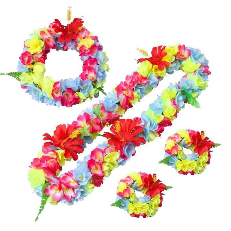 Утолщенная Гавайская леи хула гирлянда ожерелье из цветов повязка на голову браслет цветы браслет женское платье для девочки Гавайские вечерние украшения для пляжа - Цвет: 13