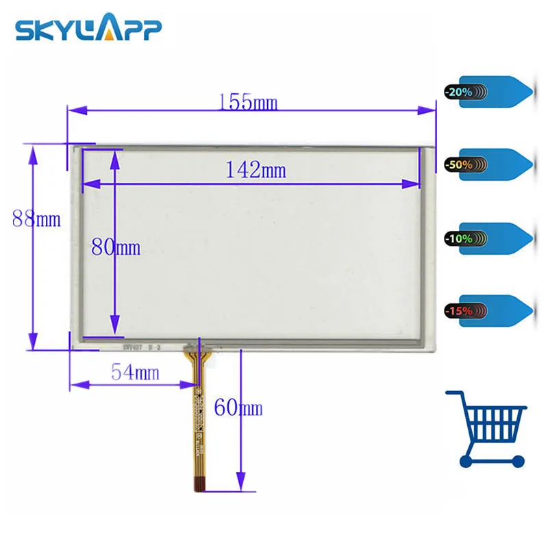 Skylarpu 6,2 дюймов сенсорный экран 155 мм* 88 мм для TM062RDH03 PW062XS8 дигитайзер панель стекло