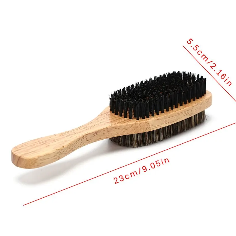 Двухсторонняя щетка для волос для лица, Мужская кисть для бритья, инструмент с деревянной ручкой, Мужская щетка для бороды, мужские щетки и гребни для волос - Цвет: Large