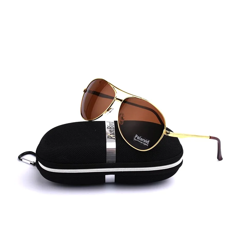 Лидер продаж, модные мужские поляризованные солнцезащитные очки для вождения, солнцезащитные очки для мужчин, UV400, для путешествий, для вождения, мужские солнцезащитные очки, чехол - Цвет линз: Gold Frame Brown