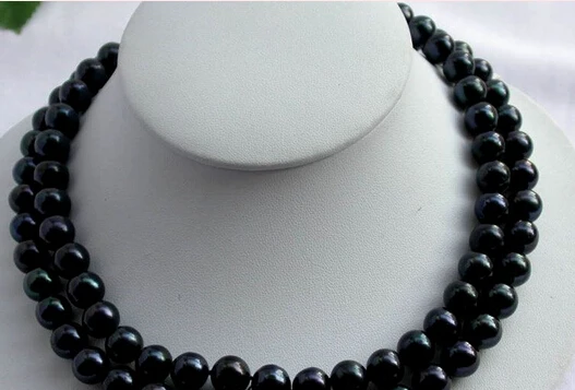 

0002831 2row 17"-18" 10-11mm round Tahitian black fw pearl necklace