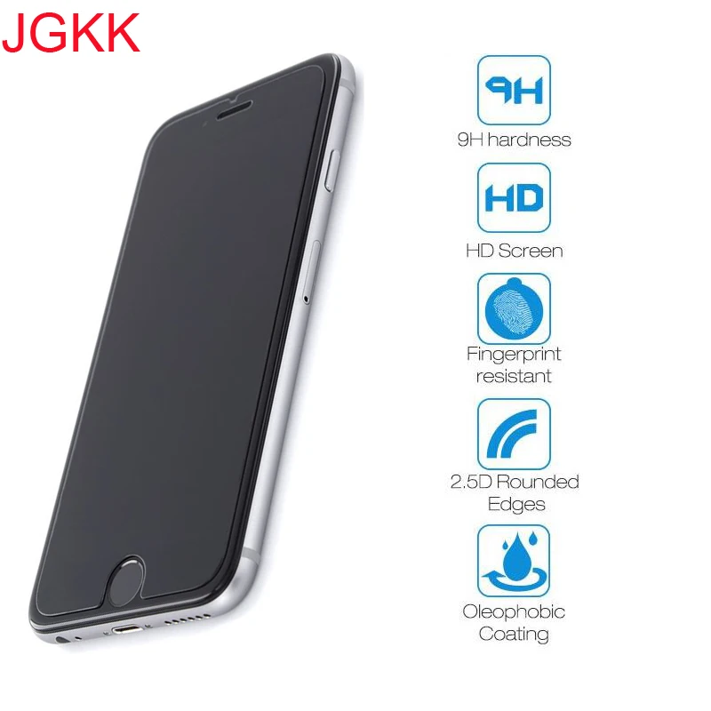 

JGKK HD For iphone 6 screen protector 0.26 mm 2.5D Edge Tempered Glass Protective Film for iPhone 7 7plus 6 6s plus 5s 5 4s 4