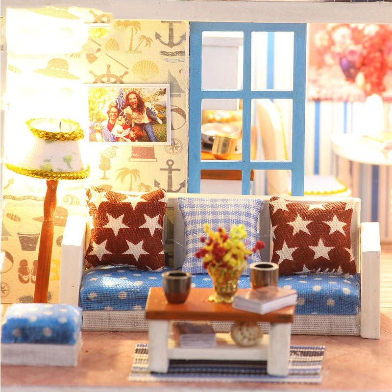 Seaside House DIY Wood Dollhouse Kit Miniature With Furniture Doll House Room Angel Dream Best Birthday Gift For Girls Seaside House DIY Wood Dollhouse Kit Miniature With Furniture Doll House Room Angel Dream Best Birthday Gift For Girls