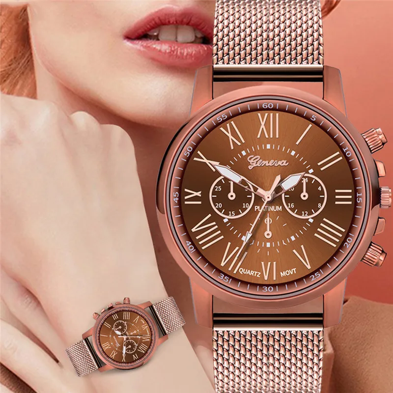 Роскошные женские кварцевые наручные часы темперамент леди часы из нержавеющей стали Циферблат повседневное браслет часы relogio feminino A4