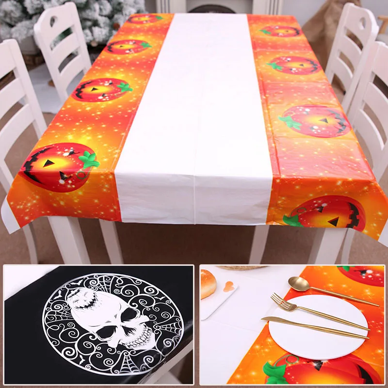 

Waterproof Halloween Pumpkin Table Cover Tablecloth For Kids Birthday Party Decoration PE Table Cloth 180x108cm