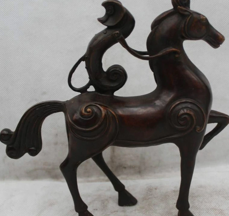 

8"China Chinese Spirit Fengshui Copper Bronze Zodiac Monkey On Horse Statue