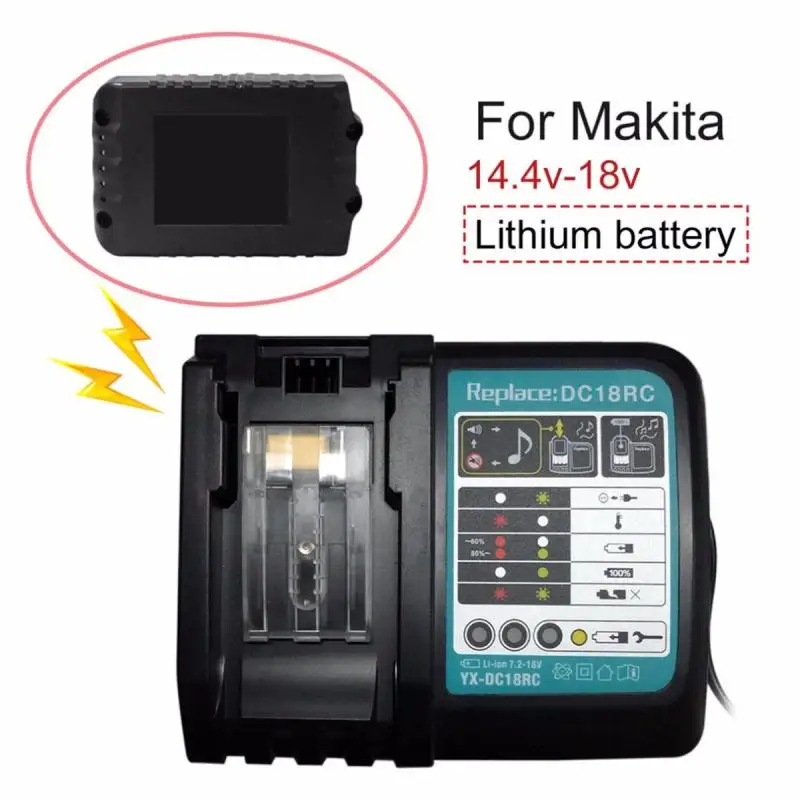 

US/AU 3A/6A Lithium-ion Battery Charger 7.2-18V Rapid Power for Makita DC18RC DC18RA BL1830 Circuit Overheating Short Protection