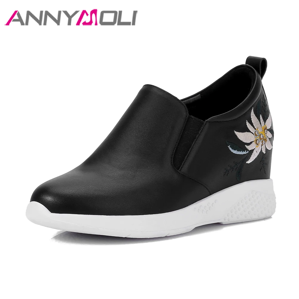 Женская обувь из натуральной кожи ANNYMOLI модель 2018 года весенняя на платформе