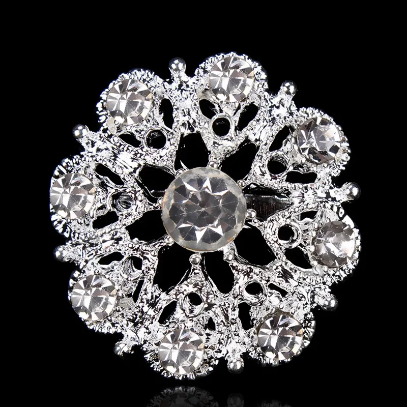 

baiduqiandu Silver Color Plated Small and Cute Crystal Flower Brooch Pins for Women or DIY Wedding Bouquets Kits Pins