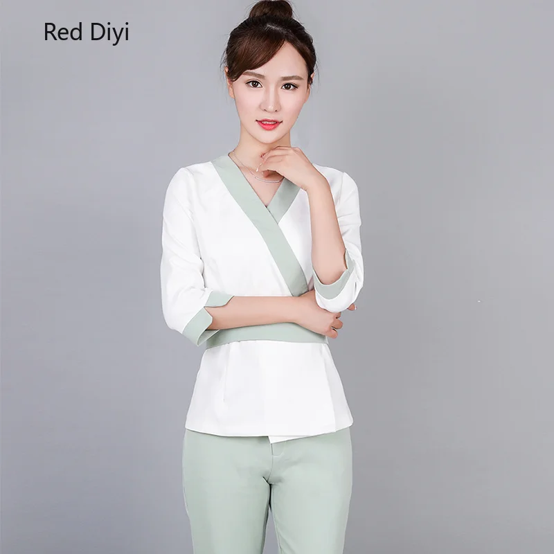 

Latest Fashion Massage Spa uniform Beautician gown clothing beauty salon Work clothes women Suit