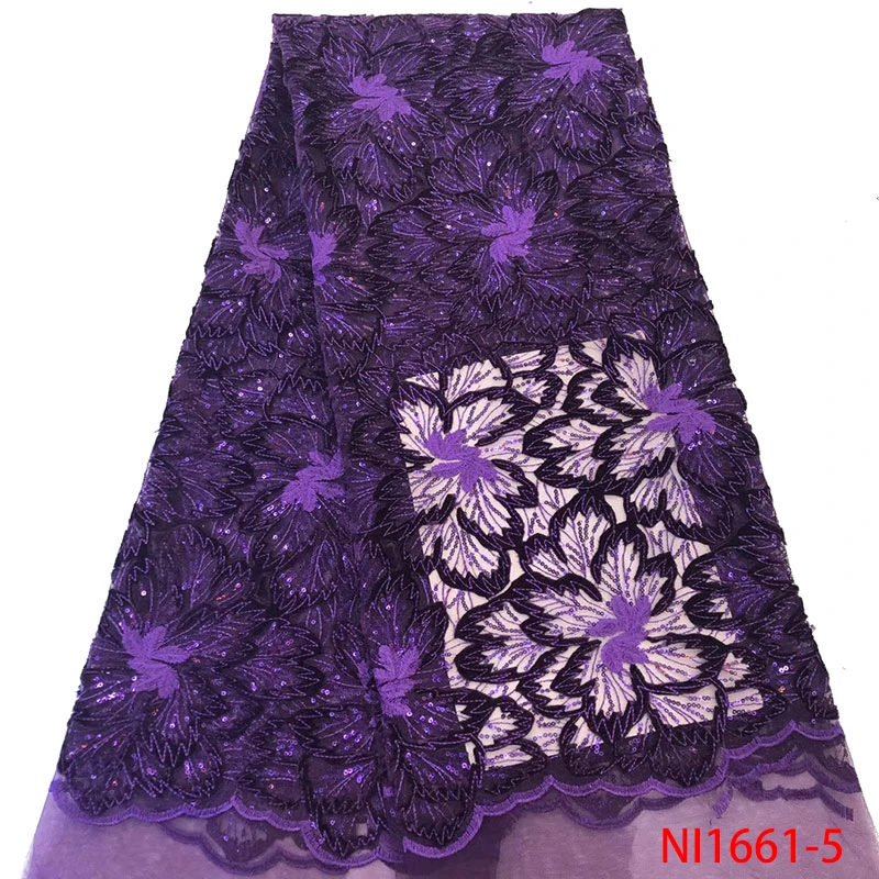 

High Quality 2019 Latest Afrcan Lace Fabric with Sequins French Mesh Lace Fabrics African Tulle Lace for Party Dress GDNI1661-1