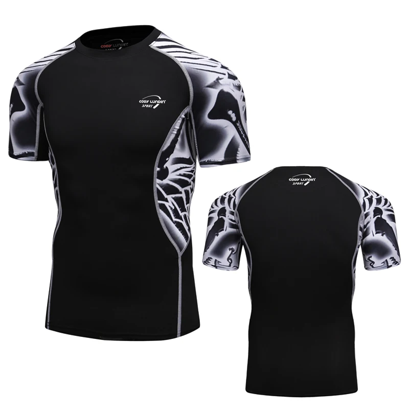 

Fashion Short Sleeves Men's T-shirts 3D Prints Tight Skin Compression Shirts for Men MMA Rashguard Male Body Building Top Fitnes