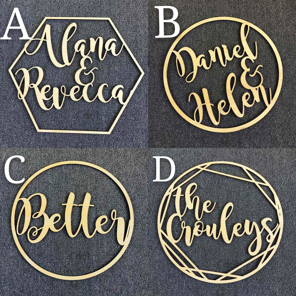 Personalized Wedding Sign Hoop Style Name Wood decor, Mr and Mrs wedding sign Hoop Decor, photo Prop Wall Sign For Bride & Groom
