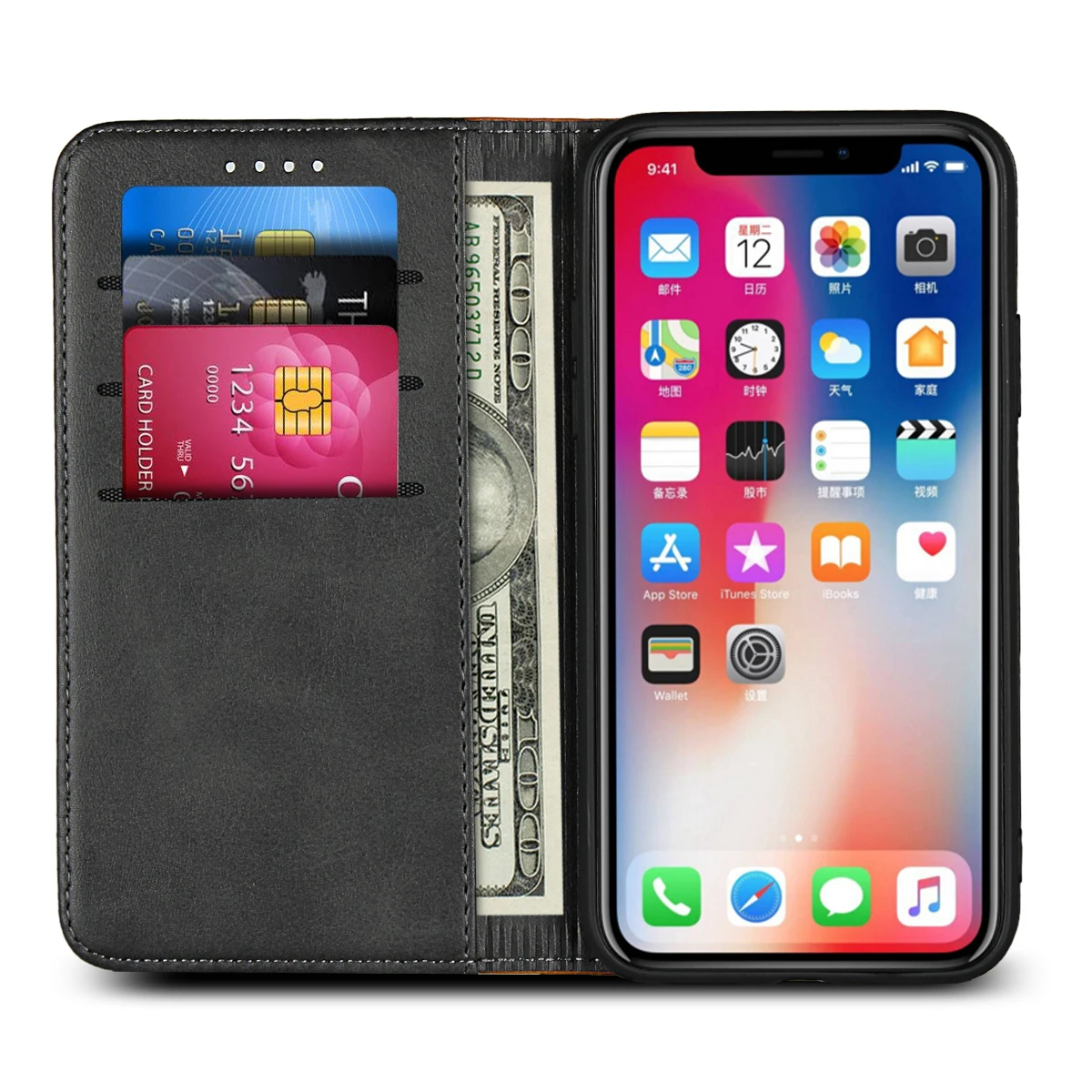 Чехол Кошелек Deekite для iPhone XS с цветной откидной крышкой и отделением карт